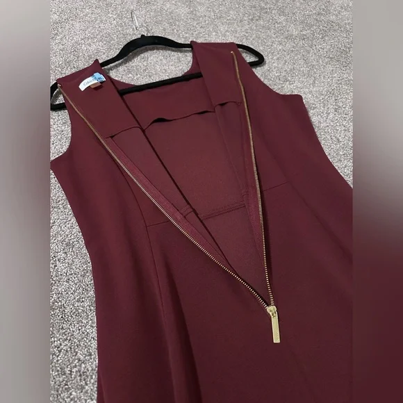 Calvin Klein Sleeveless Scuba Crepe Sheath Dress, Deep Burgundy, Size 12 - Picture 8 of 12